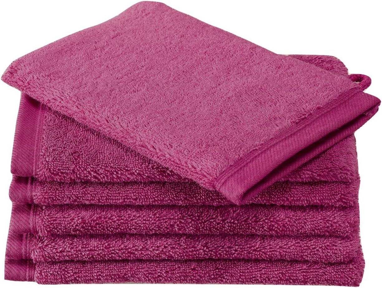 De Witte Lietaer 176162 Contessa Luxe Set of 6 Cotton Wash Cloths, 15 x 22 cm, Ocean, fuchsia, 15x22 cm