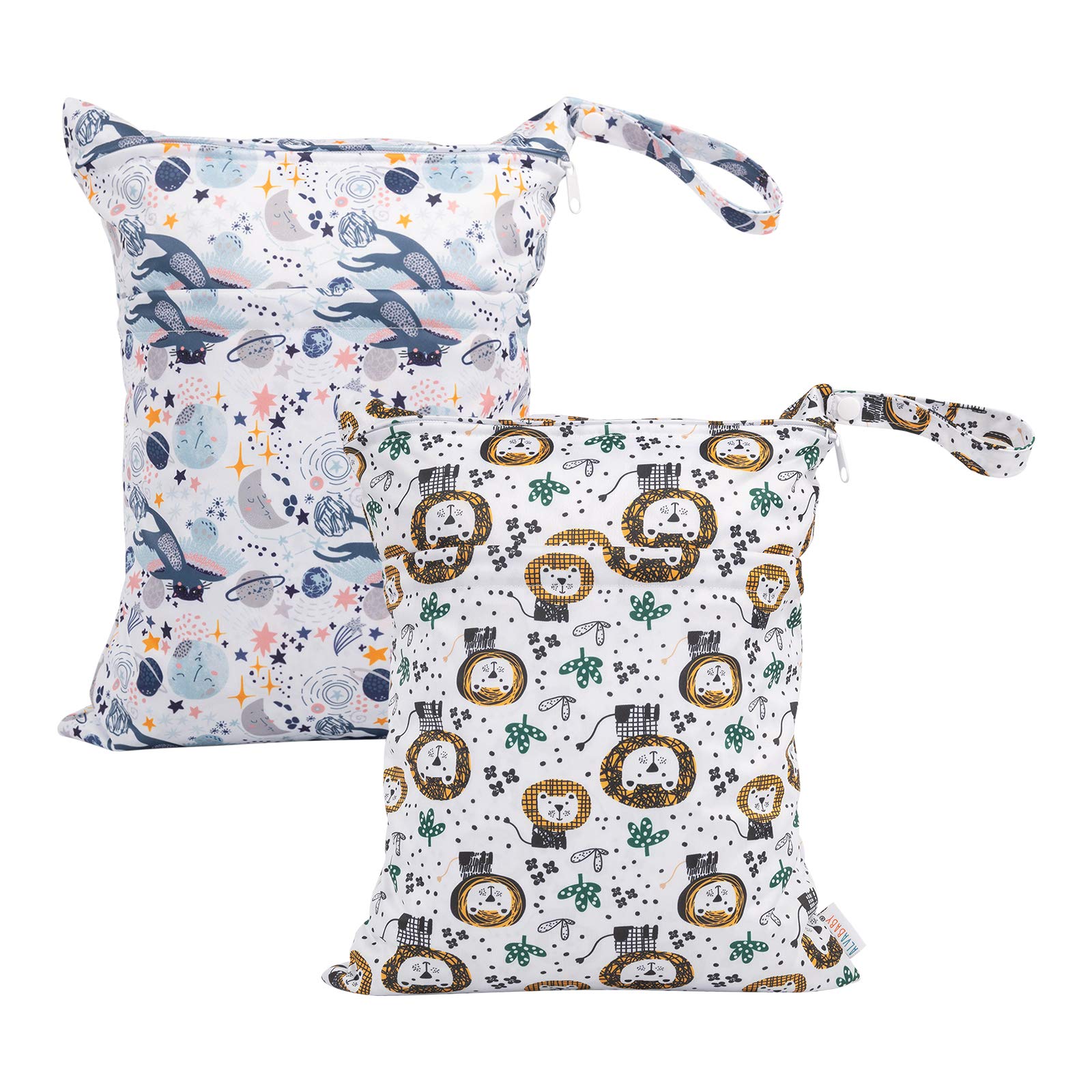 Photo 1 of ALVABABY 2pcs Cloth Diaper Wet Dry Bags Waterproof Reusable with Two Zippered Pockets Travel Beach Pool Daycare Soiled Baby Items Yoga Gym Bag for Swimsuits or Wet Clothes LX-H358359