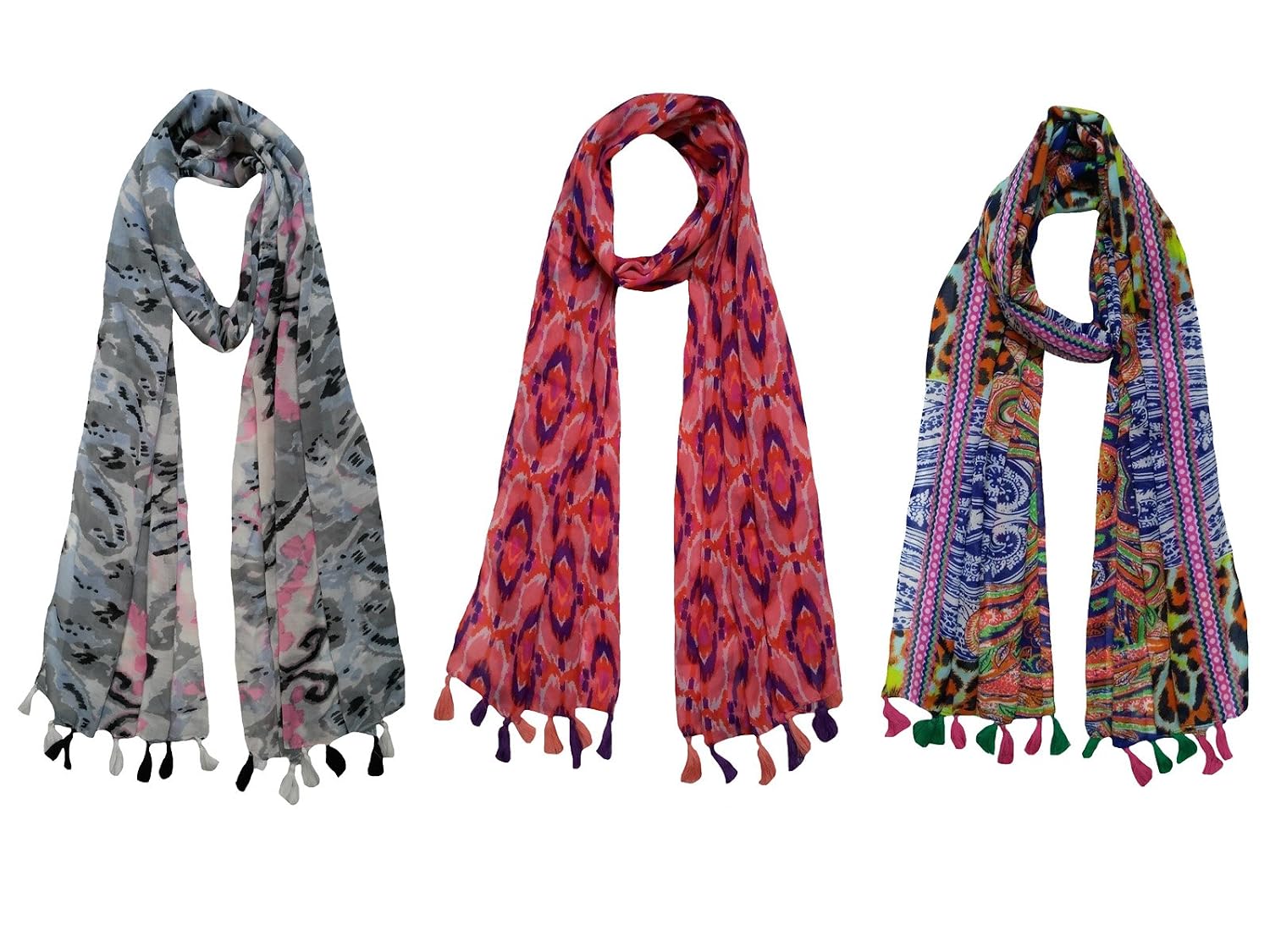 printed poly cotton scarf and stoles for women ( combo of three stoles)