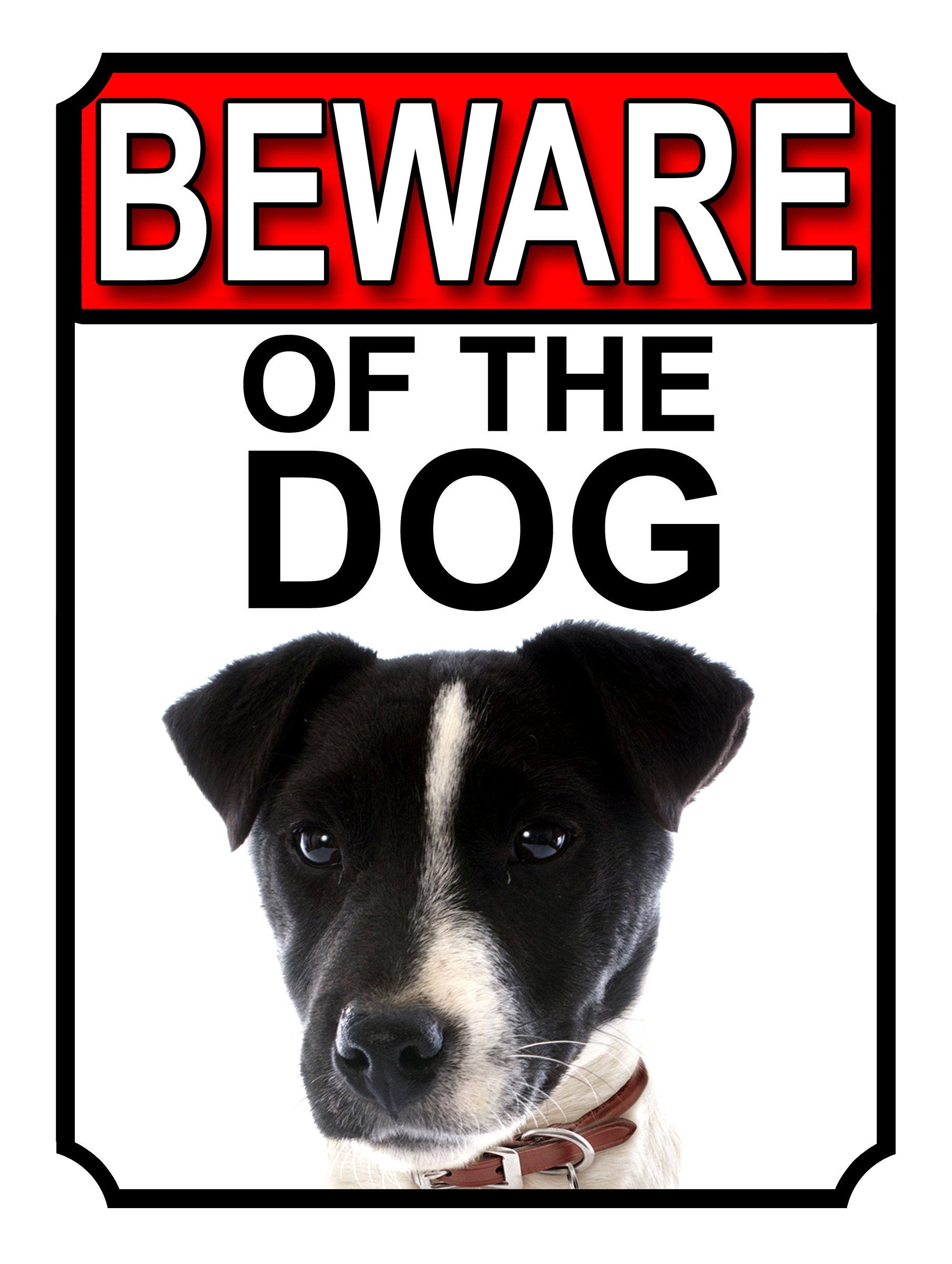 Shawprint Limited BEWARE OF THE DOG METAL GATE SIGN JACK RUSSEL 200MM X 150MM (1141H1)
