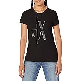 Armani Exchange Womens Slim Fit Stretch Cotton Tonal Logo Crew Neck Tee