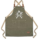 MT WORLD Canvas Apron for Men Personalized Cooking Aprons for Men Embroidered Kitchen Chef Apron Cafe Bartender Barista Apron