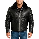 SpazeUp Mens Fur Shearling Jacket Real Sheepskin Leather Jacket | B3 Flight Pilot Aviator Bomber Jackets Men Shearling Coat