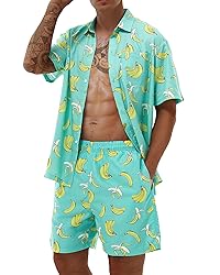 Poekuao Men's Hawaiian Matching Set Summer Beach