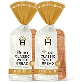 Hero Bread Classic White Bread &mdash; 0g Net Carb, 0g Sugar, 45 Calories, 11g Fiber per Slice &mdash;2 15.9oz Loaves | 15 slices per loaf
