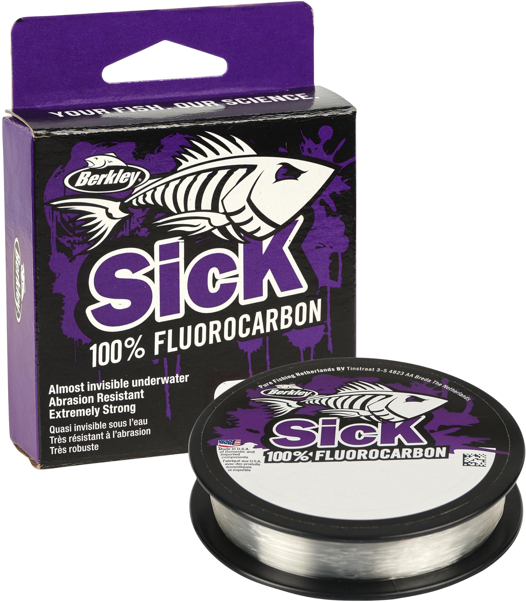 Berkley Sick Fluorocarbon Leader, Fishing Line, Fast Sinking Invisible Predator Fishing Leader For Freshwater and Saltwater Sea Fishing, Perch, Zander, Trout, Clear, 0.18mm | 2.3kg | 5lb | 50m | 54yd