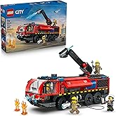 LEGO City Airport Fire Truck Kids Building Toy - Pretend Play Emergency Vehicle for Boys & Girls, Ages 7+ - Fire Engine Toy W
