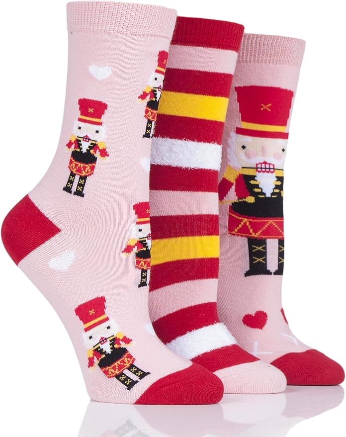 Women Wild Feet Christmas Cracker Socks Pack of 3 Nutcracker 610 Amazon.ca Clothing