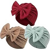 AQOKKA Newborn Baby Girl Hats with Bow Toddler Infant Beanie Cap Newborn Hospital Hats for Baby Girl Kid 0-12 Months
