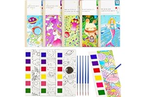 FQKIOMY Water Coloring Book,Paint with Water Books for Kids Ages 3-5,Watercolor Painting Book for Toddlers 4-6,Creative Arts and Crafts & Airplane Travel Essentials for Boys Girls(5 PCS)