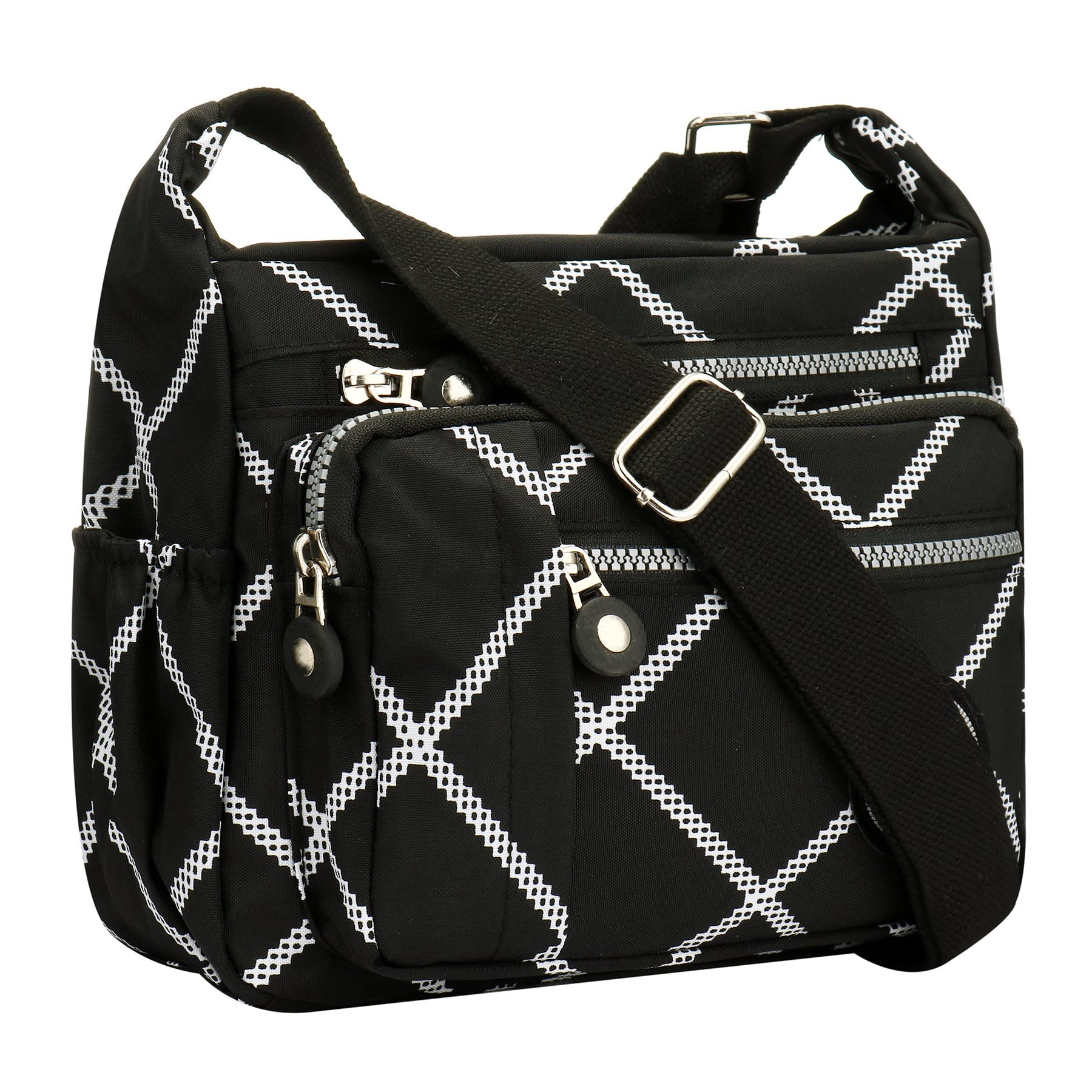 YYW Womens Multi Pocket Casual Cross Body Bag Travel Bag Messenger Handbag for Shopping Hiking Daily Use (Camo black)