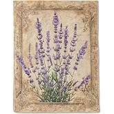 ainori Lavender Floral Flannel Blanket - Lightweight Soft Cozy Unique Gifts Blankets for Kids,Adult,Women,Vintage Botanical Art Throw,Flower Lovers,Home Room Modern Retro Decor 50x60in