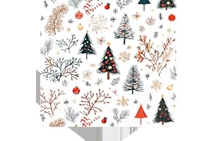 50-PK Christmas Paper Napkins Disposable: 3-Ply Napkins with Watercolor Xmas Trees, Holiday Party Table Decor for Luncheon, D