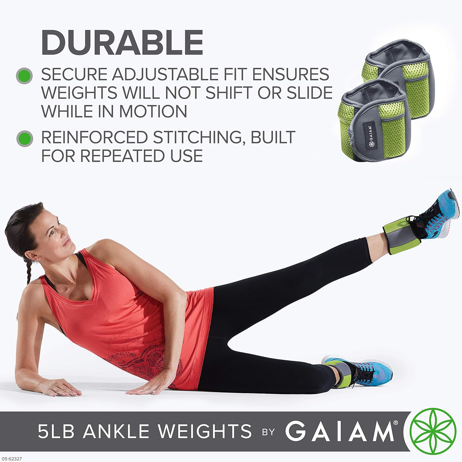 Gaiam Ankle Weights Strength Training Weight Sets For Women & Men With Adjustable Straps - Walking, Running, Pilates, Yoga, Dance, Aerobics, Cardio Exercises (5Lb Set - Two 2.5Lb Weights): Sports & Outdoors