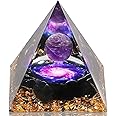 Orgone Pyramid, Orgonite Pyramids with Amethyst Stones, Orgone Generator for Positive Energy, Natural Crystal and Healing Stones Pyramid for Reduce Stress, Meditation, Yoga, Office, Desk Decor(Cosmos)