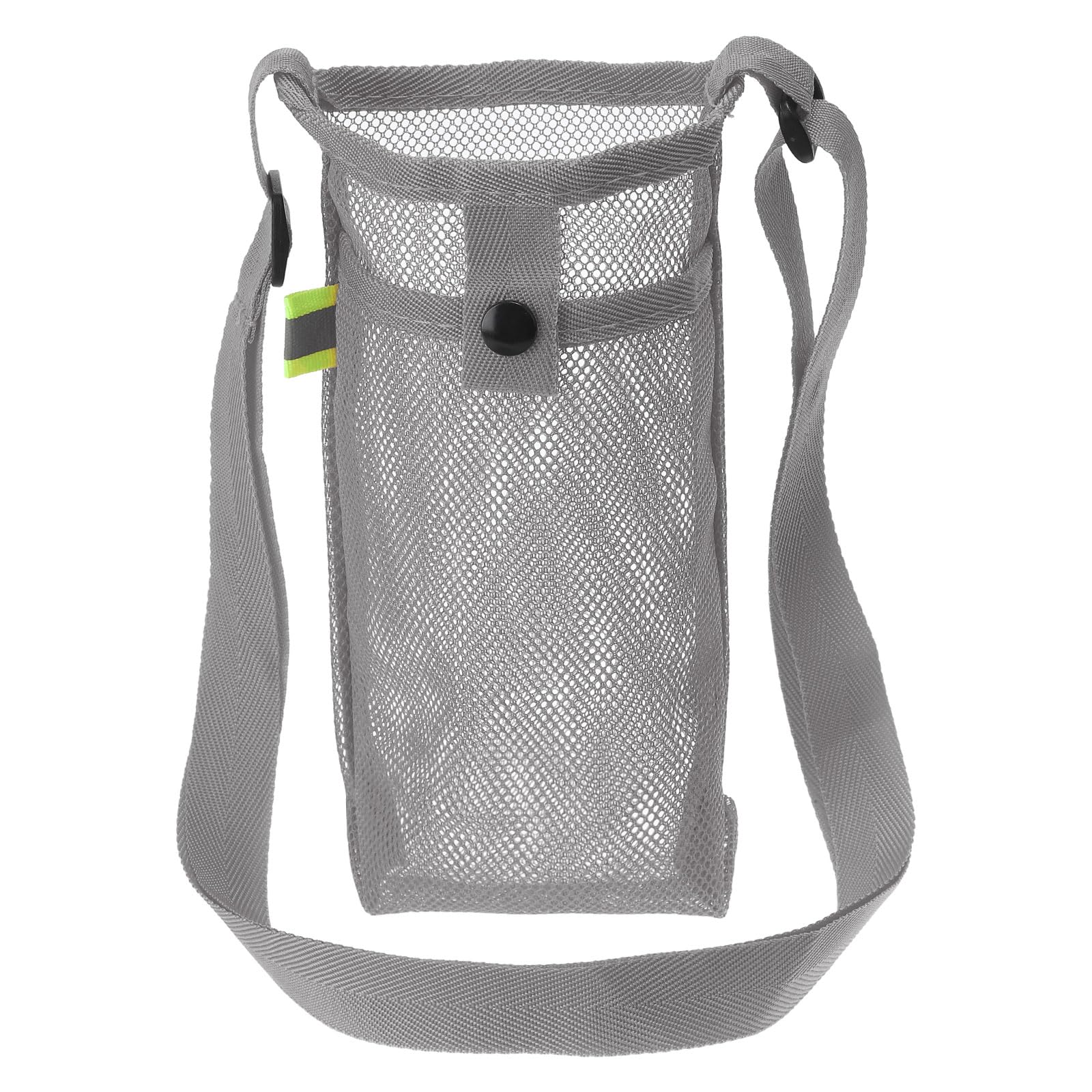 PATIKIL 22mmx13mm Water Bottle Bag, Mesh Portable Bottle Holder Carrier Adjustable Shoulder Strap for Sports Hiking Camping, Grey