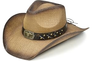 FLUFFY SENSE. Straw Cowboy Hat for Women and Men – Western Sun Hat for Country Concert, Rodeo and Cowgirl Outfits