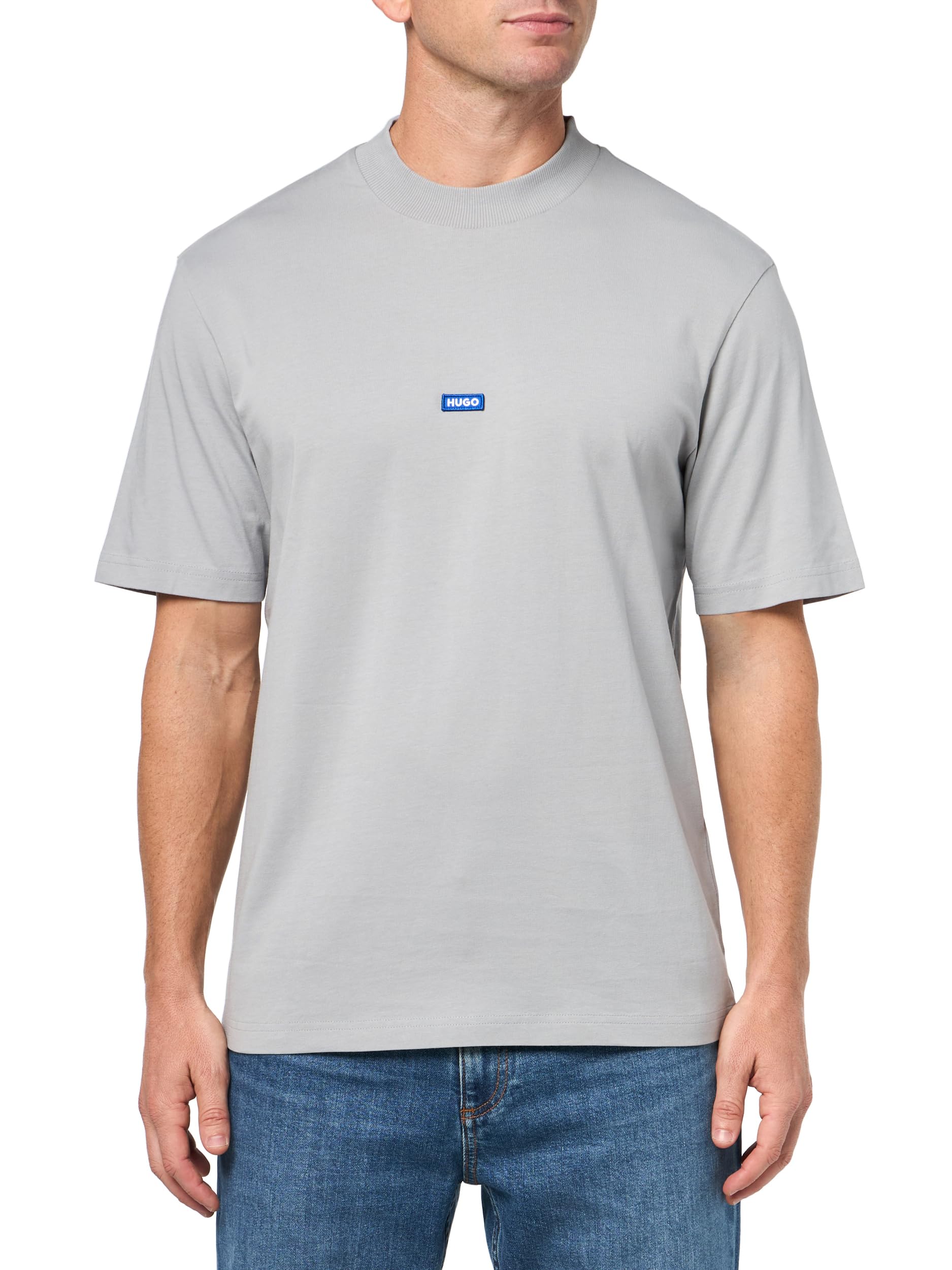 HUGO, Small Logo Block Cotton T-Shirt, high Rise Grey, L