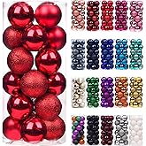 Emopeak 24Pcs Mini Christmas Balls Ornaments for Xmas Tree - 1.2 Inch Small Shatterproof Christmas Tree Decorations Hanging Ball for Holiday Wedding Party Decoration Red