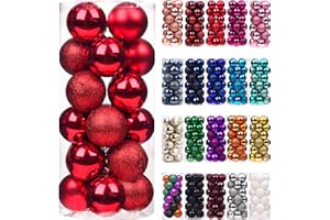 Emopeak 24Pcs Christmas Balls Ornaments for Xmas Christmas Tree - Shatterproof Christmas Tree Decorations Large Hanging Ball for Holiday Wedding Party Decoration (Red, 1.2"-3.1CM)