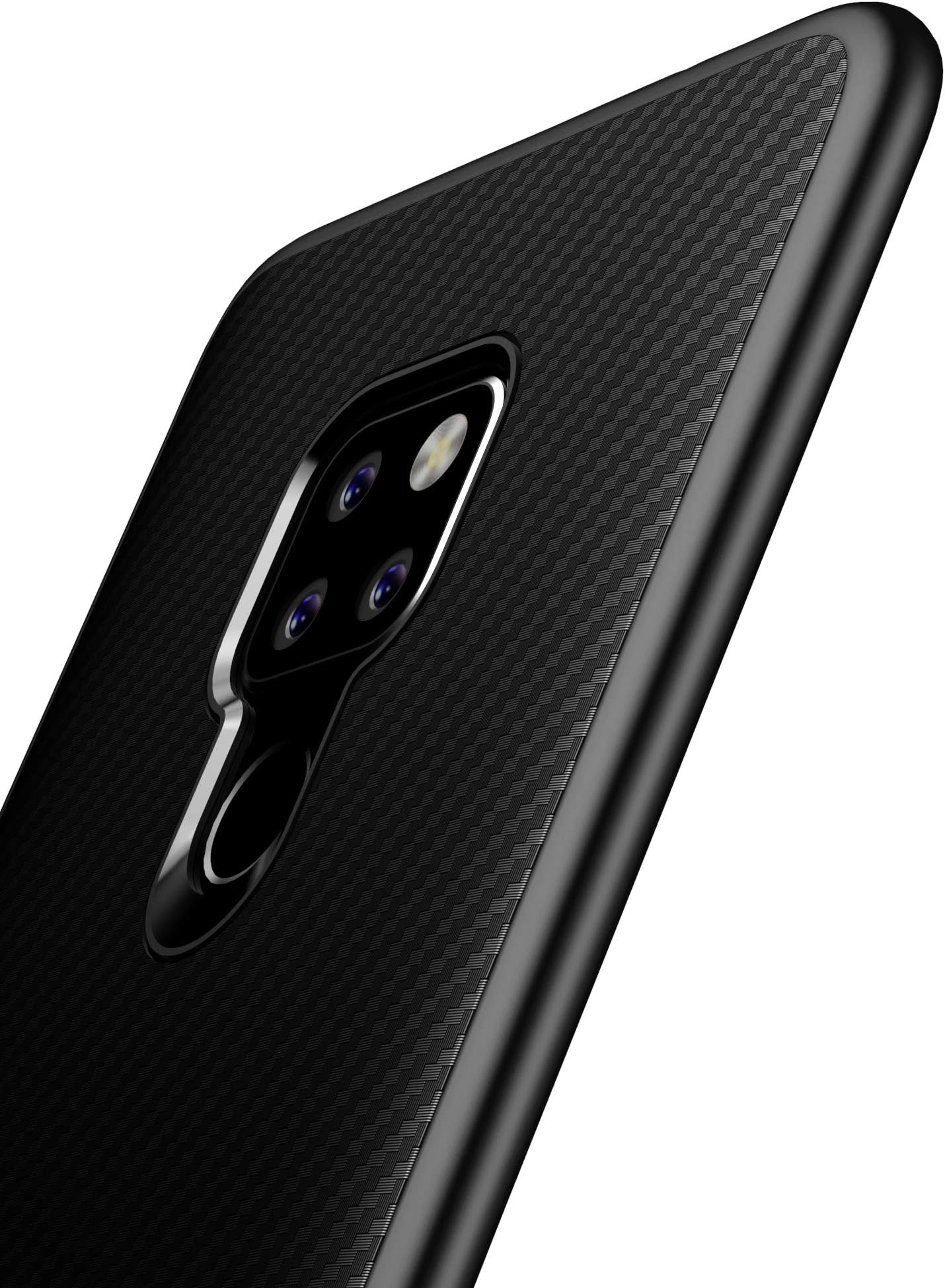 Huawei Mate 20 Case,[Carbon Fiber Texture Design] Light Slim Simple Stylish Soft TPU Silicone Bumper Protective Matte ShockProof Phone Cover skin for Huawei Mate 20 (Black)