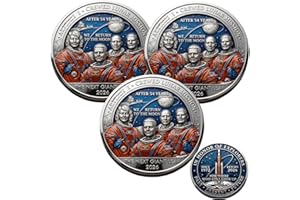 Artemis II Lunar Mission Commemorative Coin, 3D High-Relief Challenge Coin, 2026 Moon Exploration Memorabilia for Home Decor,
