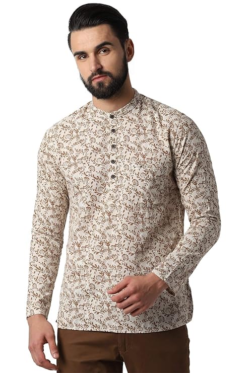 Buy Peter England Men's Kurta (8907696919543_LightkhakiWithBrown_38) at Amazon.in