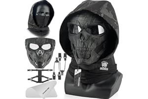 ACTIONUNION Airsoft Mask Full Face Skull Balaclava Face Mask Men Skeleton Mask Tactical Protective Paintball Mask Halloween Cosplay Costume