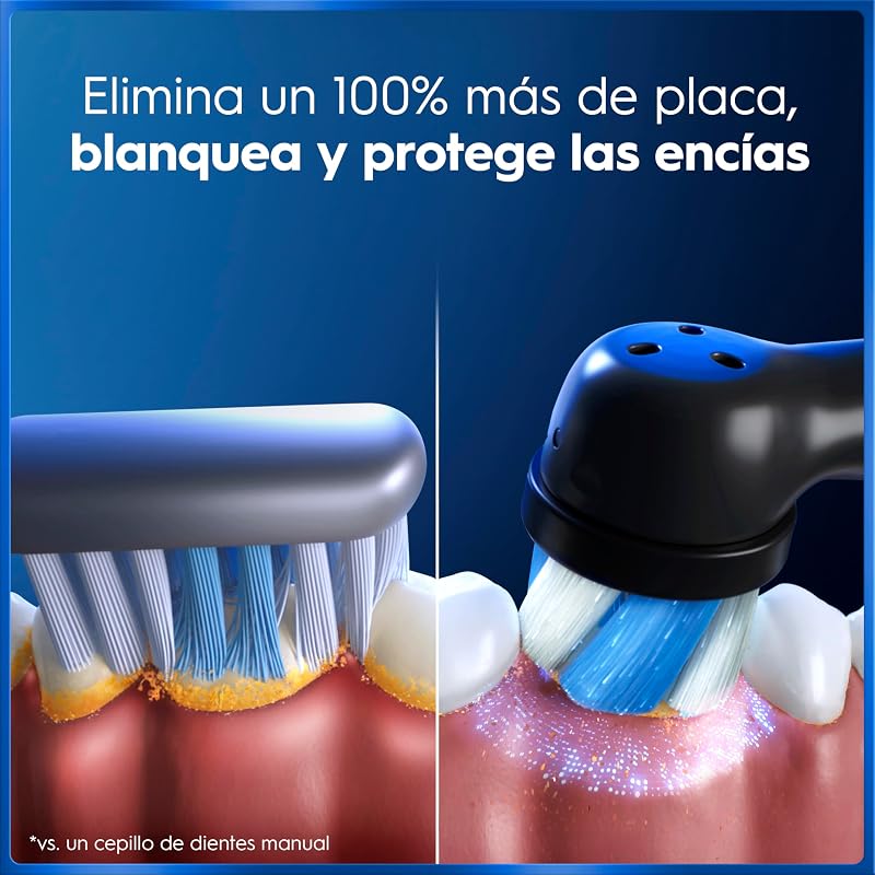 Escova de dentes preta recarregável iO 5, 1 cabeça e caixa de viagem, 1 suporte de carga, 5 modos de escovagem com branqueamento dentário, sensor de pressão, desenhado pela Braun
