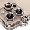 Choiche Compatible for iPhone 16 Pro/iPhone 16 Pro Max Camera Lens Protector Bling, 9H Tempered Glass Camera Cover Screen Protector Metal Ring Decoration Accessories(Glitter-Titanium Desert)