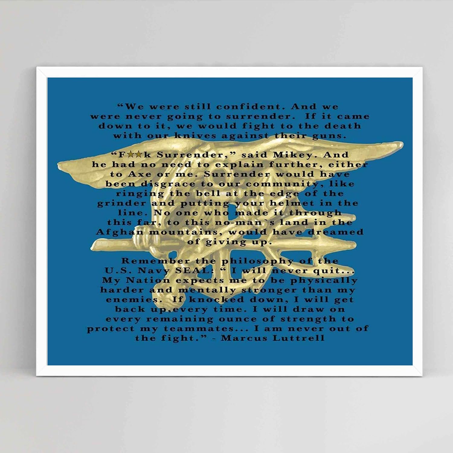 Amazon Com I Am Never Out Of The Fight Marcus Luttrell Quotes Print Excerpt From Lone Survivor 10 X 8 Typographic Wall Art Ready To Frame Military Decor Poster Print Home Office Garage Bar Man Cave Decor Handmade