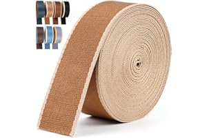 PECMER 38mm Pale Brown Webbing Heavy Duty Striped Webbing Nylon Webbing 1.5 inch Webbing Belt Nylon Strap Purse Webbing Straps (Pale Brown)