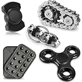 5 Pcs Fidget Toys Adults &amp; Teen Metal Fidgets Spinner for Teens Boys Magnetic Slider Cool Gadgets Office Desk Toy Stress Relief Sensory Items Figette for Classroom Autism ADHD Anxiety Gifts