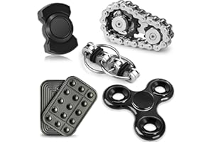 CHILVIL 5 Pcs Fidget Toys Adults & Teen Metal Fidgets Spinner Magnetic Slider Cool Gadgets Office Desk Toy Stress Relief Sensory Items for Autism ADHD Anxiety Stocking Stuffers for Teen Boys Adult Men Gift