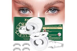KEYYOU Daily Wear Reusable Magnetic Eyelashes 2 Pair with Applicator No Glue Needed 3D Natural Magnetic Lashes, Easy to Apply & Long Lasting for Daily Use & Events(A01+A01)