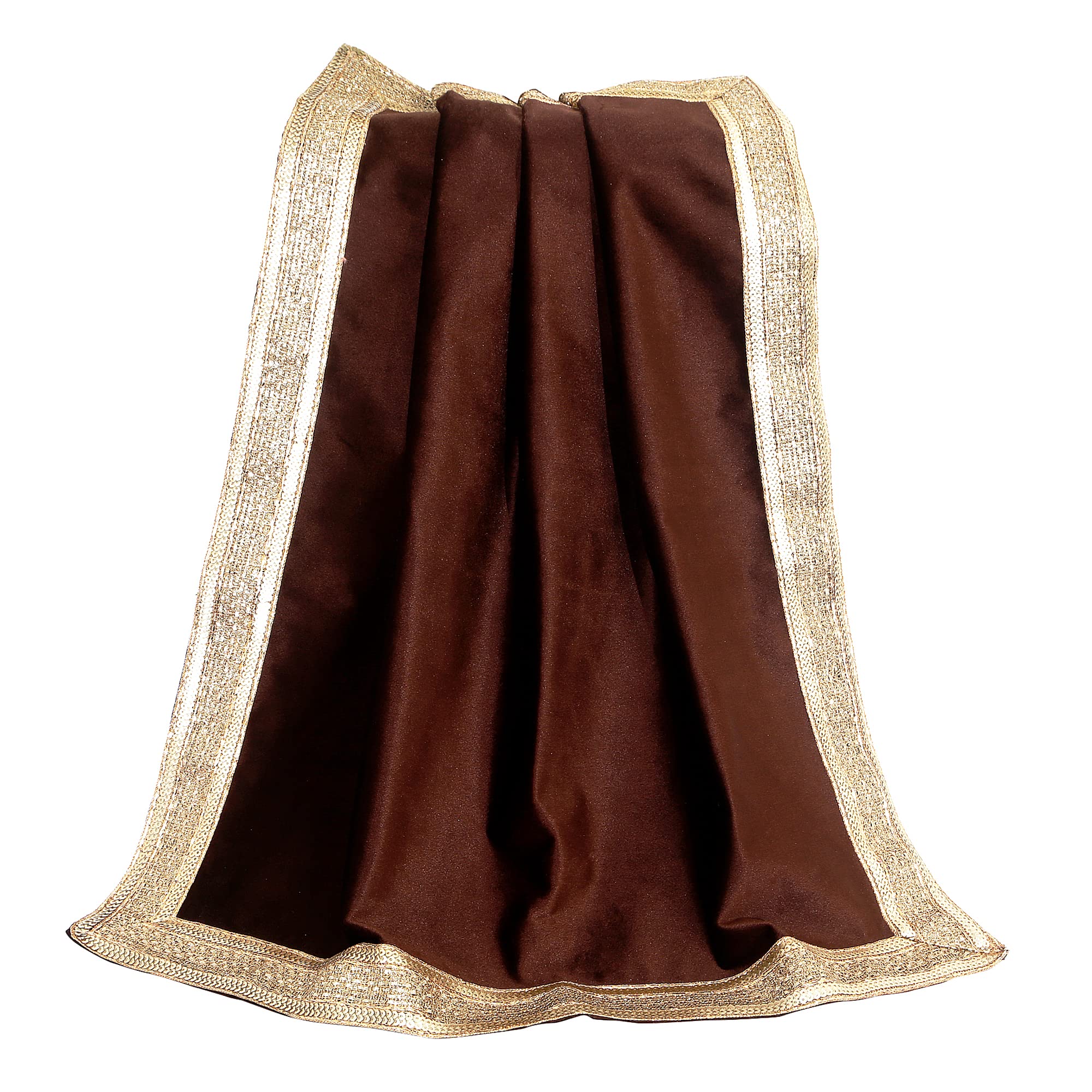 Indian Consigners Velvet Altar Cloth with Golden Border – Multipurpose Square Table Cover for Tarot Reading, Spiritual Use, Jewellery Display, Pooja Base & Home Décor Brown