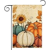 Fall Pumpkin Garden Flag 12x18 Inch Double Sided Thanksgiving Leaves Sunflower Yard Outdoor Flag House Holiday Outside Decoration