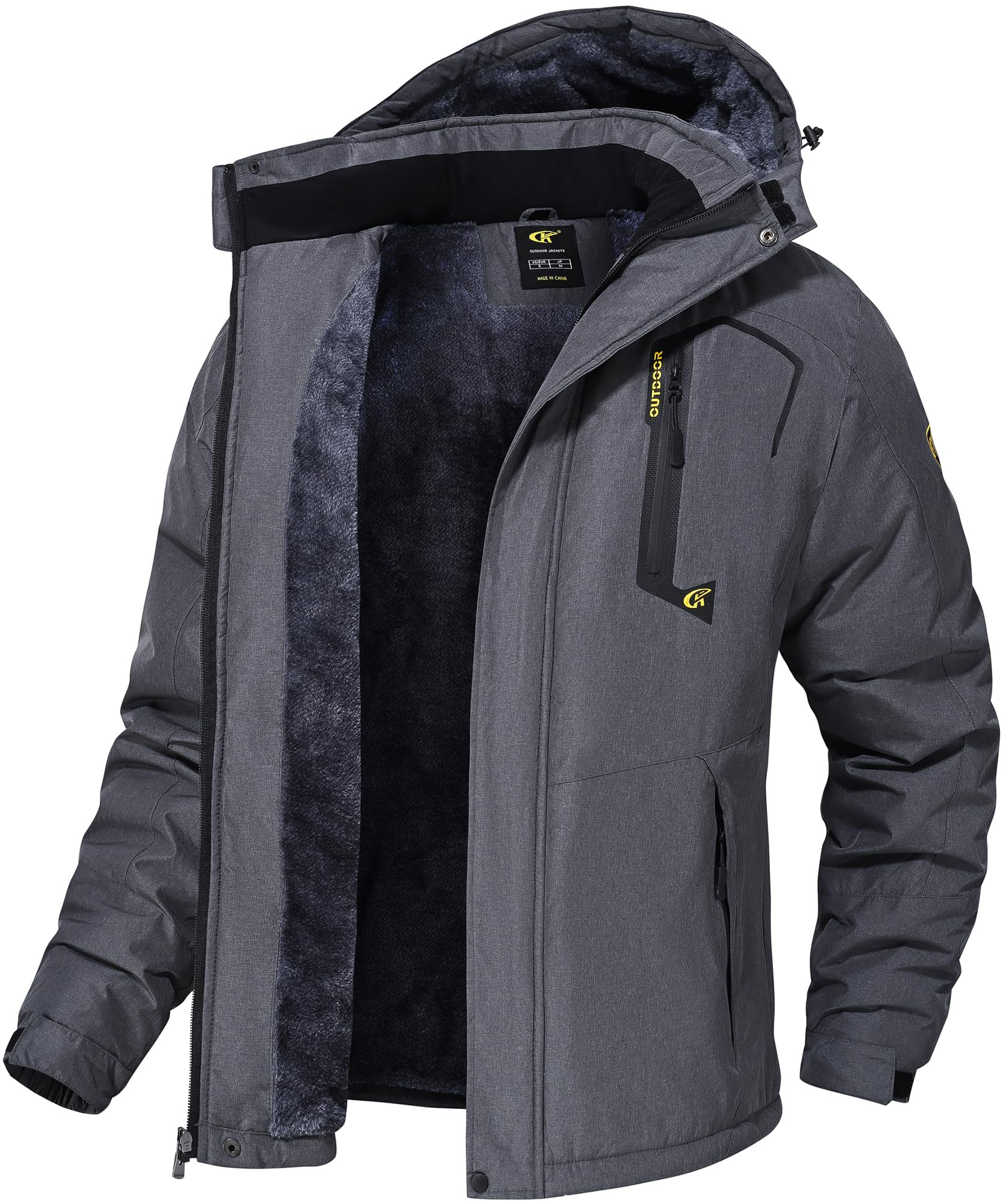 Photo 1 of QPNGRP Mens Waterproof Ski Snowboard Jacket Windproof Winter Snow Coat Cation Darkgray Medium