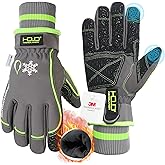 HANDLANDY Waterproof Insulated Work Gloves, 3M Thinsulate Thermal Winter Gloves for Men Women Touch Screen, Warm Ski Snowboard Cold Weather Gloves (Green-men Size, Large)