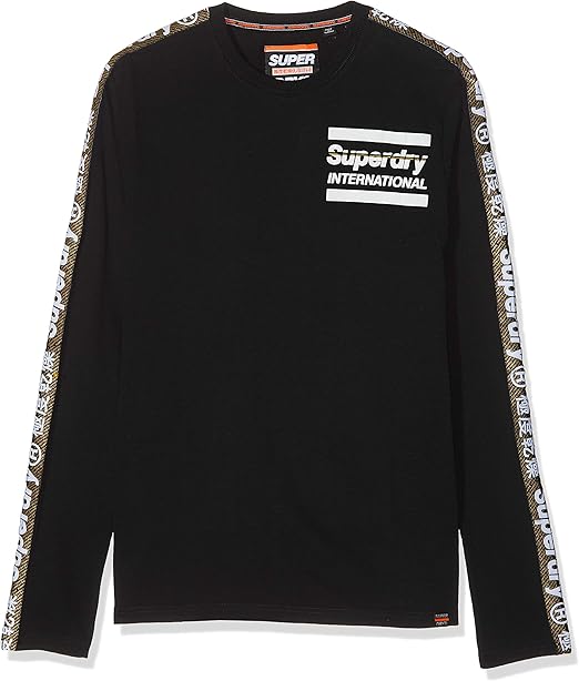 Superdry Homme TShirt Monochrome International à Manches Longues, Noir