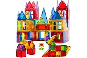 MAGBLOCK Magnet Toys Kids Magnetic Building Tiles 100 Pcs 3D Magnetic Blocks Preschool Building Sets Educational Toys for Toddlers Boys and Girls.