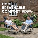 Straame Zero Gravity Chairs Set of 2 Folding Reclining Garden Chairs Black view 7
