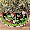 ALINK Merry Christmas Tree Skirt 48 Inches Green Tree Skirt Soft Plush Xmas Tree Skirt New Year Farmhouse Christmas Tree Deco