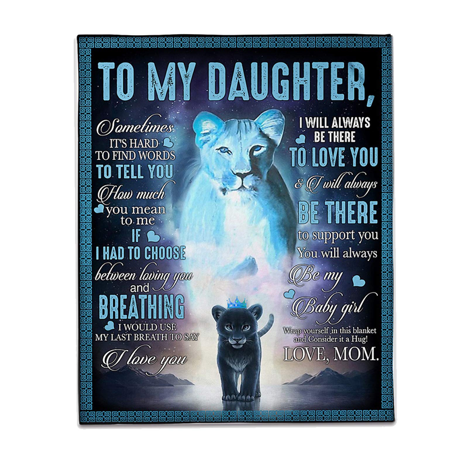 VanderHOME Flannel Blanket Personalized Message Letter Blanket - dad mom to daughter son blanket, Positive Encourage and Love Children gift for Christmas Thanksgiving mom to daughter A 130 * 150cm