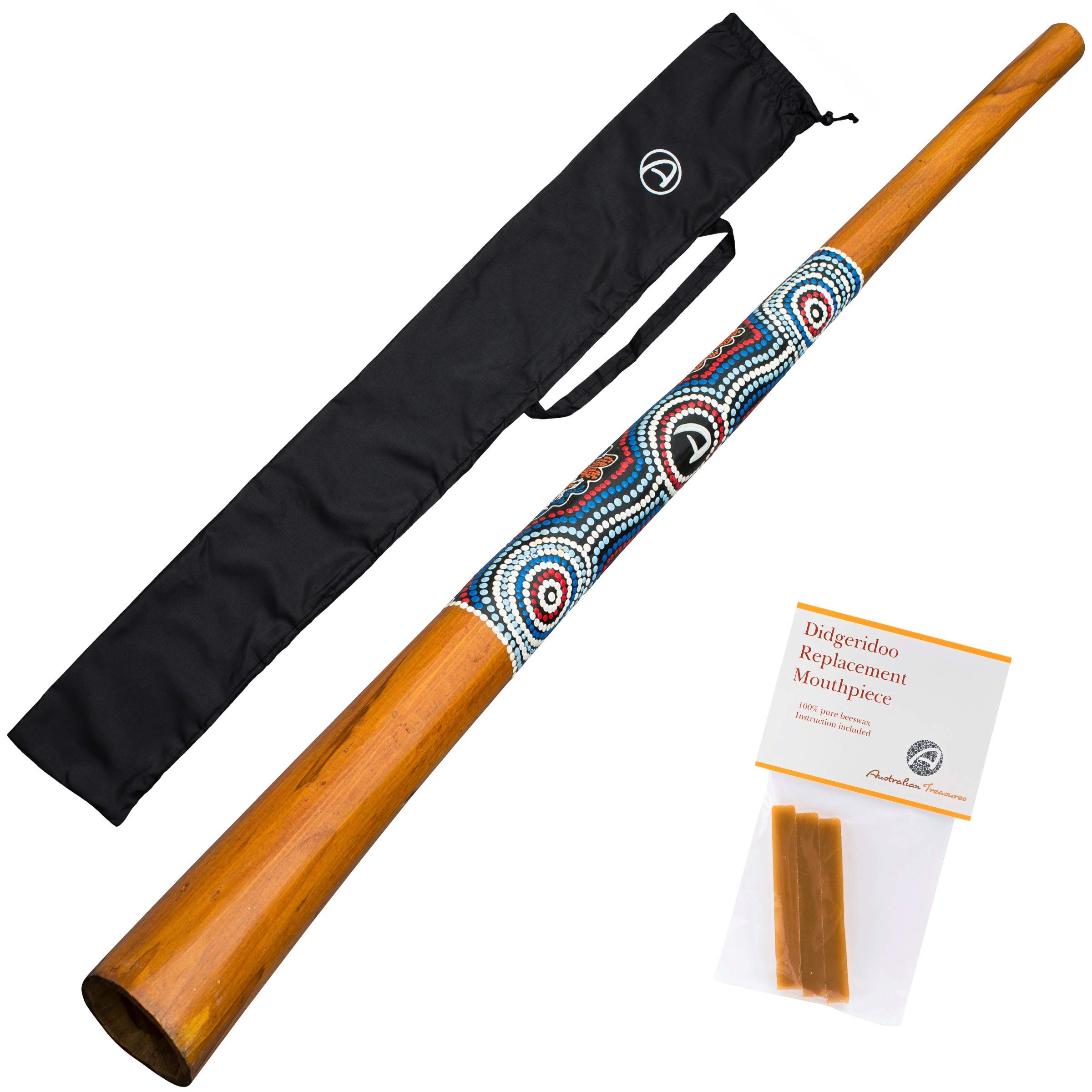 Australian Treasures - DIDGERIDOO WOOD 51''- hand-painted - fair traded - including beeswax and didgeridoobag. Didgeridoo for beginners