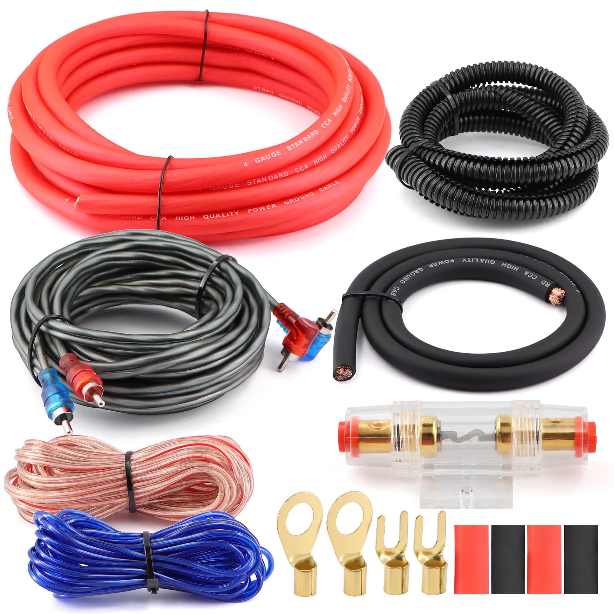 Photo 1 of 4 Gauge Car Amp Audio Wiring Kit – Welugnal 1000W Car Amplifier subwoofer Wiring Install kit Helps You Make Connections and Brings Power to Your Radio, Subwoofers and Speakers Amp Power Wire