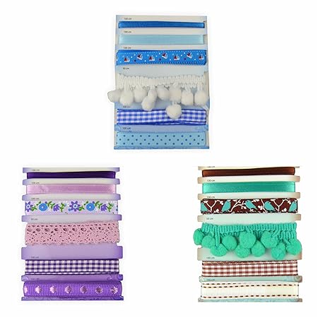 Stoffbänder Set braun lila blau je 6 Bänder pro Farbe zum basteln und gestalten