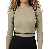 APLZGMG Punk Belt for Women, Punk Leather Harness Belt, Black PU Leather Punks Goth Body Belts for Women Adjustable Waist Chain Harness Belts for Rave Nightclub Halloween Dresses Party Accessories