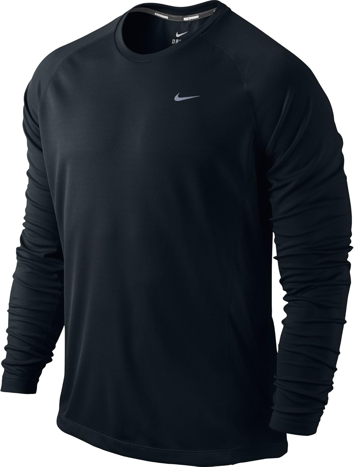 Nike Men's Miler UV Team Long Sleeve TShirtBlack/Grey/Red, Medium