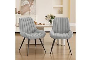 Daluvenix Dining Chairs Set of 2, Mid Century Modern Kitchen Chairs with Soft Cushion, Comfortable Upholstered Fabric Dining Room Chairs for Kitchen, Light Grey